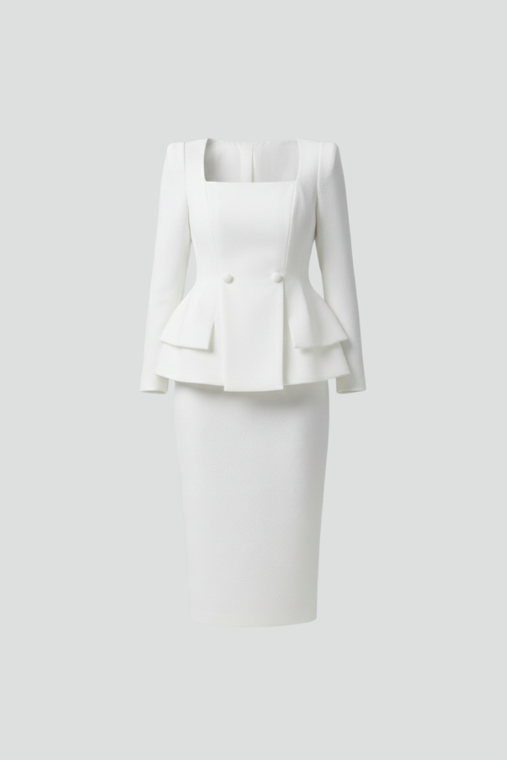 Kiera | Tailored Square Neck Blazer and Skirt Set