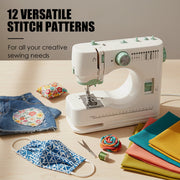 Larkspur | Compact Electric Sewing Machine with 12 Stitch Patterns for Home Sewing Projects