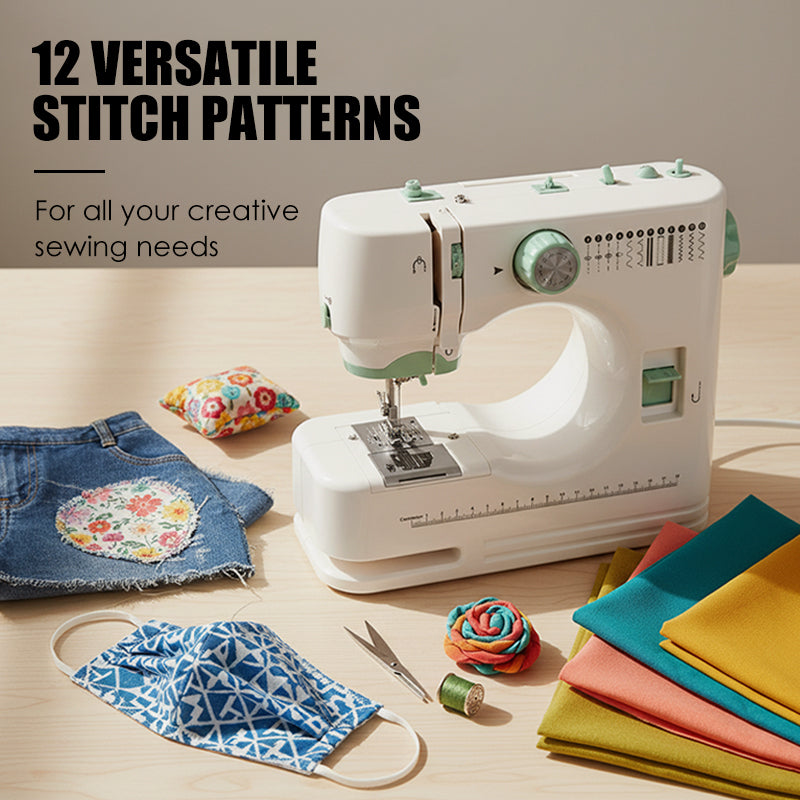 Larkspur | Compact Electric Sewing Machine with 12 Stitch Patterns for Home Sewing Projects