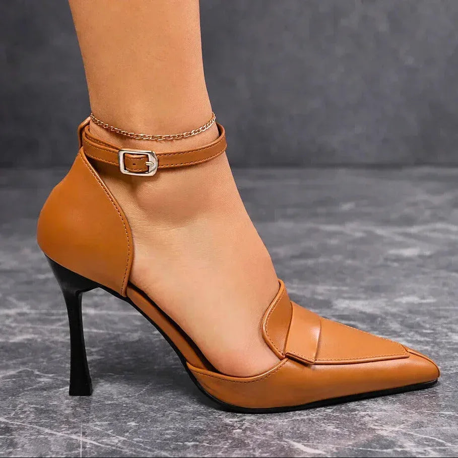Leona | Pointed Toe Leather Heels