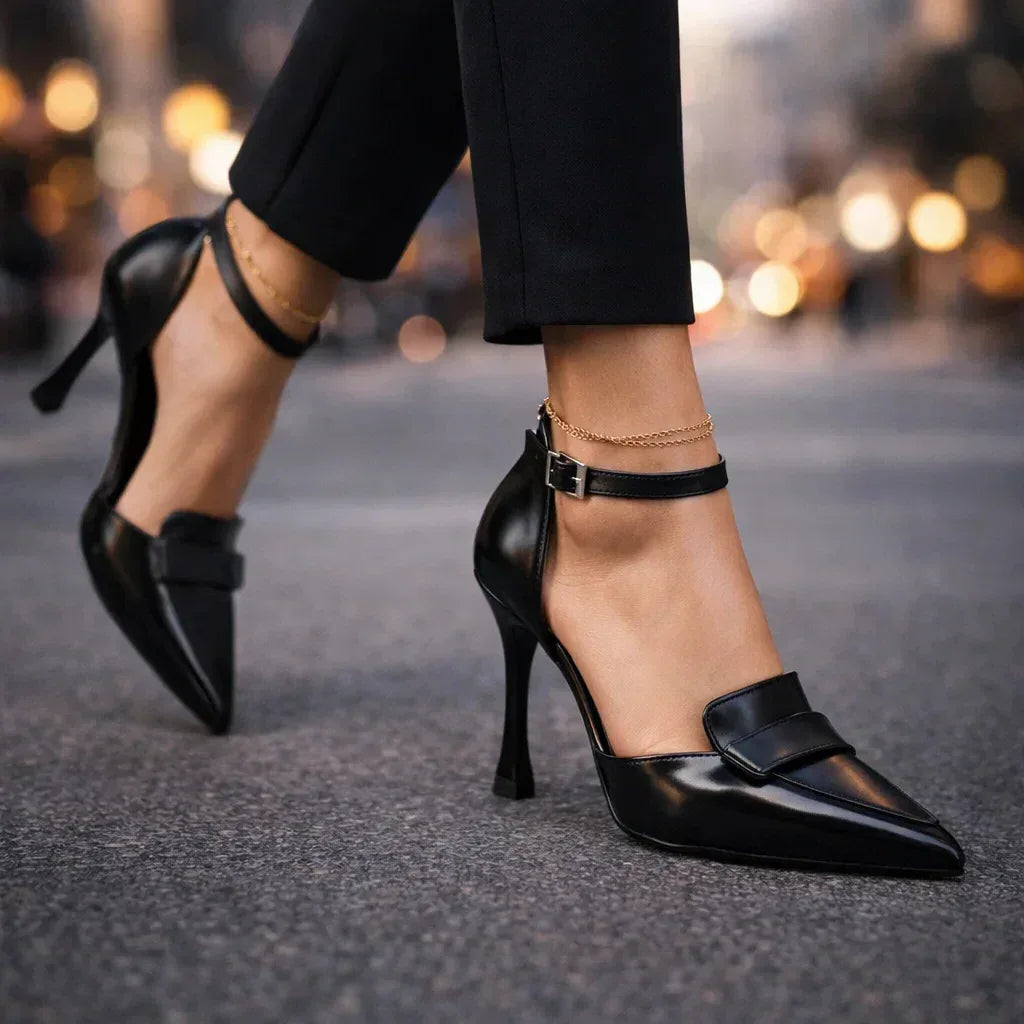 Leona | Pointed Toe Leather Heels
