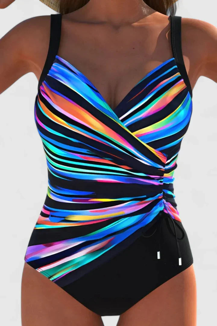 Lila | Wrap-Front Striped One-Piece Swimsuit