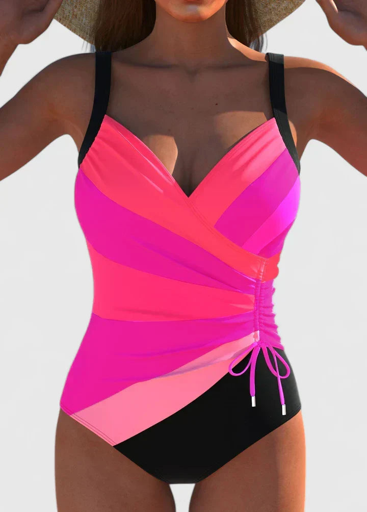 Lila | Wrap-Front Striped One-Piece Swimsuit