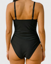 Lila | Wrap-Front Striped One-Piece Swimsuit