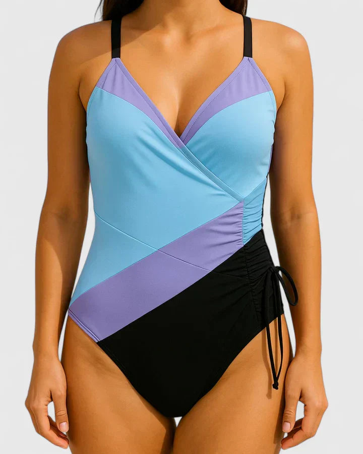 Lila | Wrap-Front Striped One-Piece Swimsuit