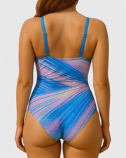 Lila | Wrap-Front Striped One-Piece Swimsuit