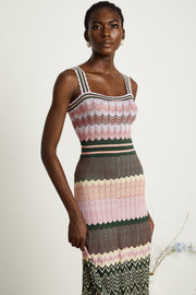 Lina | Sleeveless Contrast-Color Knit Ladies Day Dress