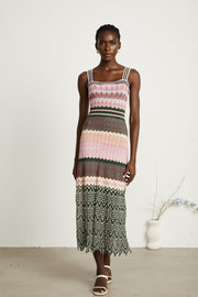 Lina | Sleeveless Contrast-Color Knit Ladies Day Dress