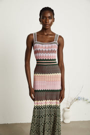 Lina | Sleeveless Contrast-Color Knit Ladies Day Dress