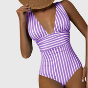 Lola | V-Neck Striped One-Piece Swimsuit