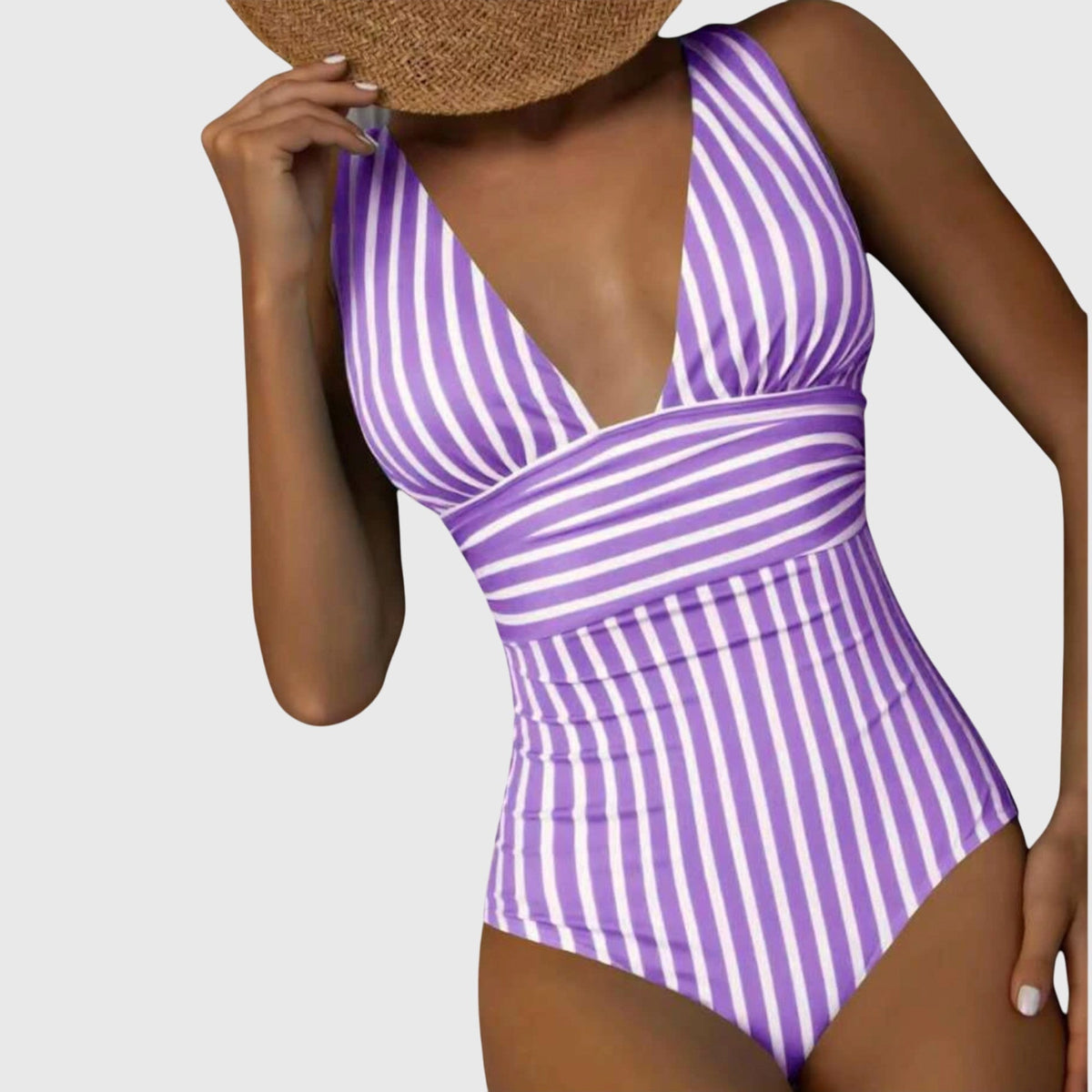 Lola | V-Neck Striped One-Piece Swimsuit
