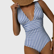 Lola | V-Neck Striped One-Piece Swimsuit
