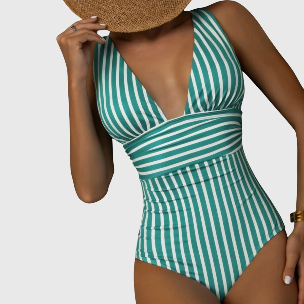 Lola | V-Neck Striped One-Piece Swimsuit