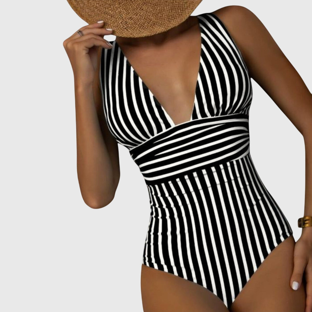 Lola | V-Neck Striped One-Piece Swimsuit