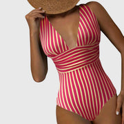 Lola | V-Neck Striped One-Piece Swimsuit