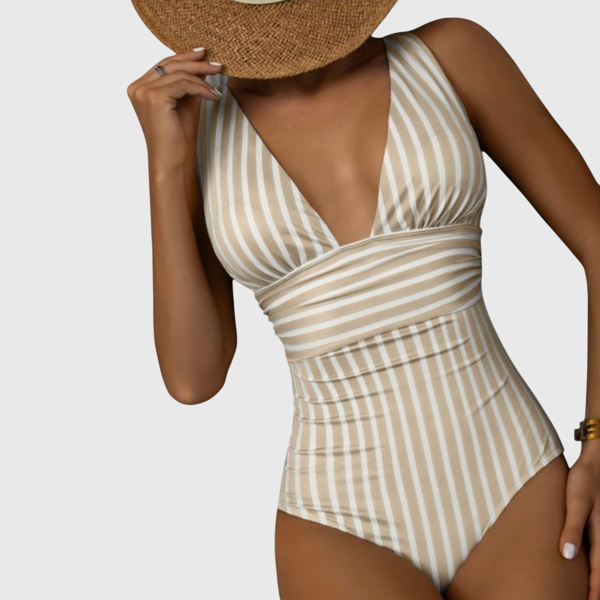 Lola | V-Neck Striped One-Piece Swimsuit