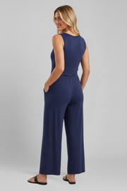 Louisa | Relaxed Fit Round-Neck Wide-Leg Jumpsuit