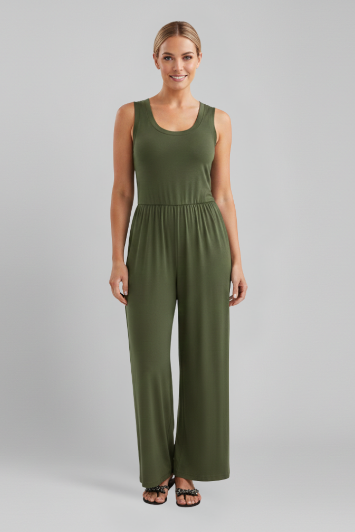 Louisa | Relaxed Fit Round-Neck Wide-Leg Jumpsuit