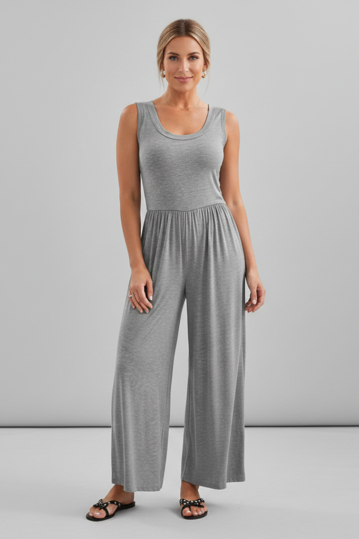Louisa | Relaxed Fit Round-Neck Wide-Leg Jumpsuit
