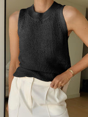 Louisa | Slim Fit Hollow Knit Festival Tank Top