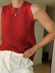 Louisa | Slim Fit Hollow Knit Festival Tank Top