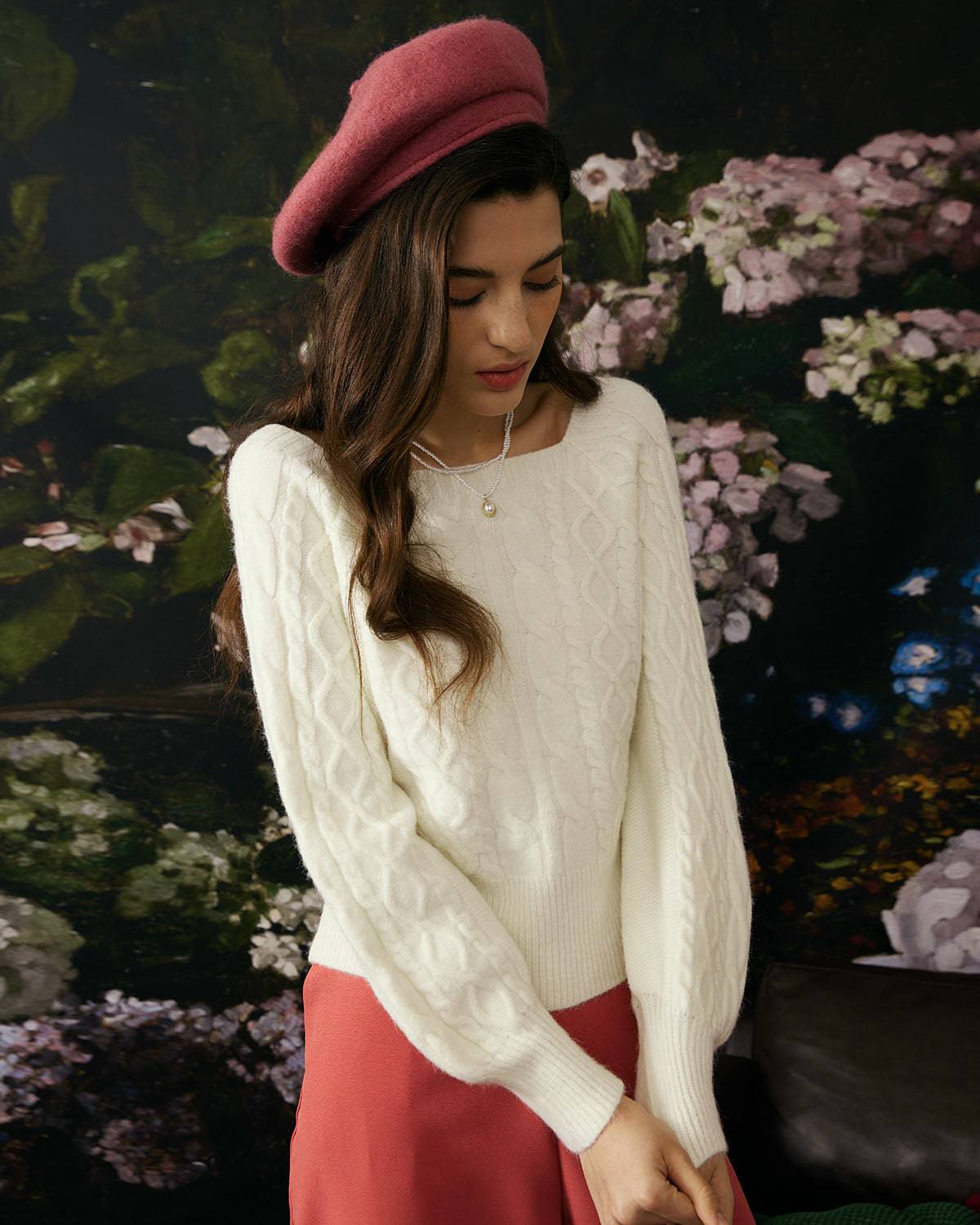 Lucille | Relaxed Fit Cable Knit Crewneck Sweater Holiday Clothes