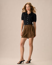 Lucy | Fitted Chelsea Collar Lace Trim Cotton Blouse Holiday Clothes