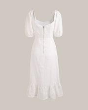 Mabel | Puff Sleeve Split Hem Wedding Guest Midi Dress