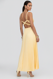 Maeve | V-Neck Pleated Maxi Dress