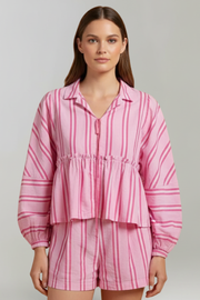 Margot | Relaxed Fit Striped Long Sleeve Shorts Set