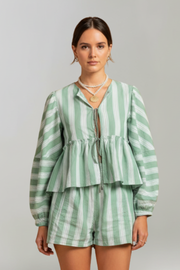 Margot | Relaxed Fit Striped Long Sleeve Shorts Set
