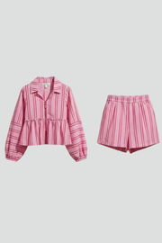 Margot | Relaxed Fit Striped Long Sleeve Shorts Set