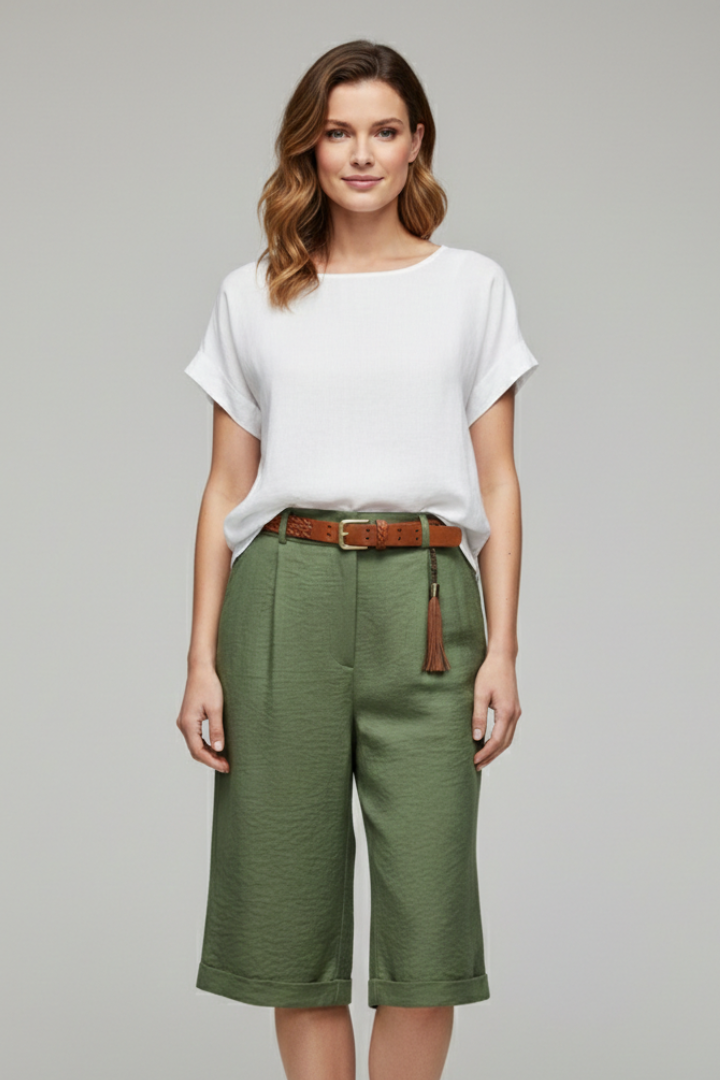 Mariana | High Waist Tailored Cuffed Shorts