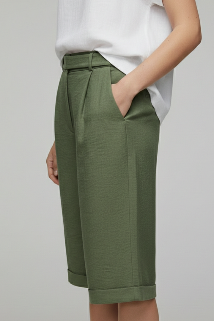 Mariana | High Waist Tailored Cuffed Shorts