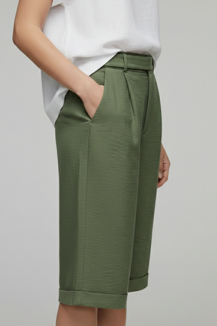 Mariana | High Waist Tailored Cuffed Shorts