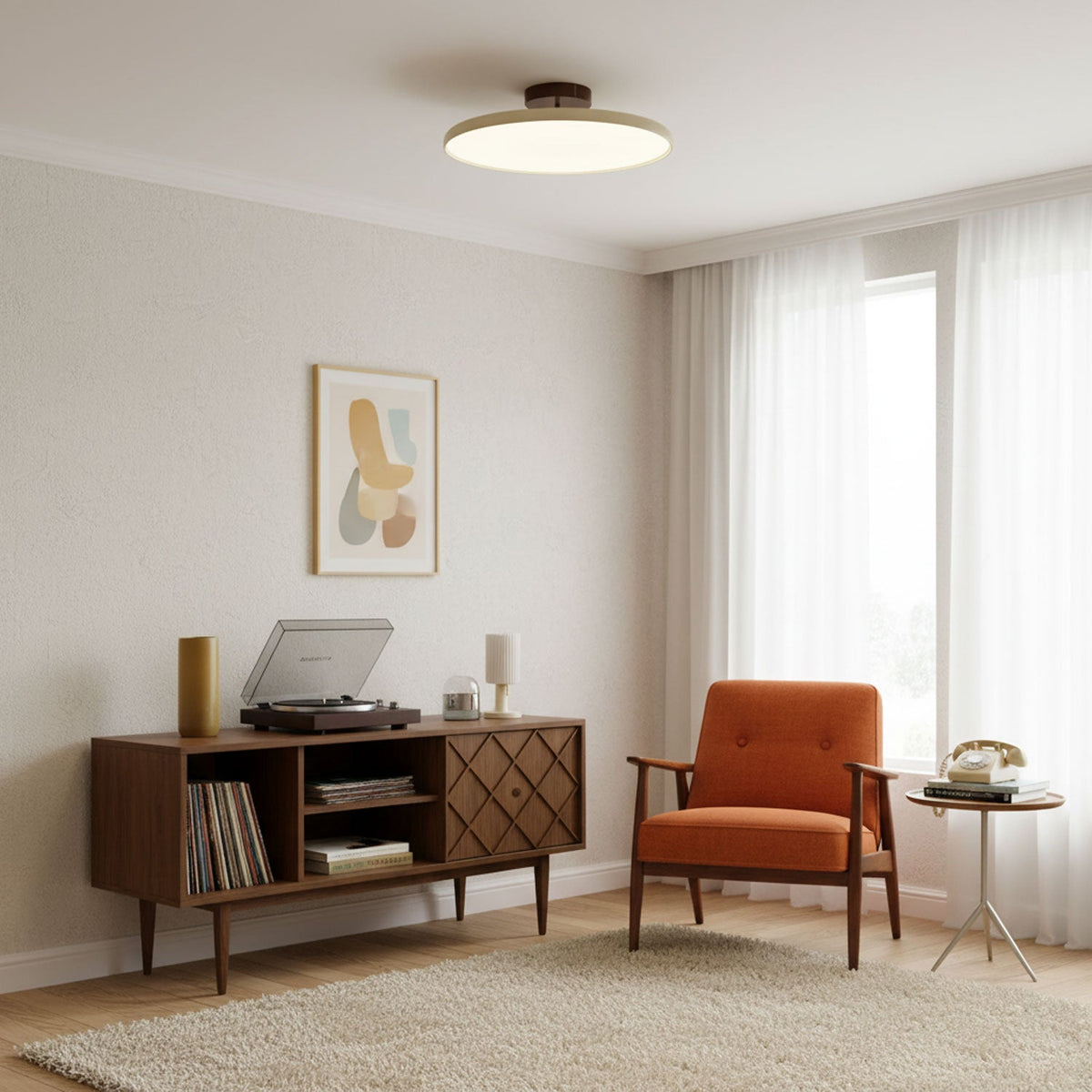 Matte Black Adjustable Ceiling Lamp with Soft Diffused Light – Ideal for Living Room or Bedroom