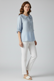 Maura | Relaxed Fit Ruffled Collar Button-Up Shirt