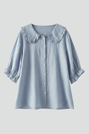 Maura | Relaxed Fit Ruffled Collar Button-Up Shirt