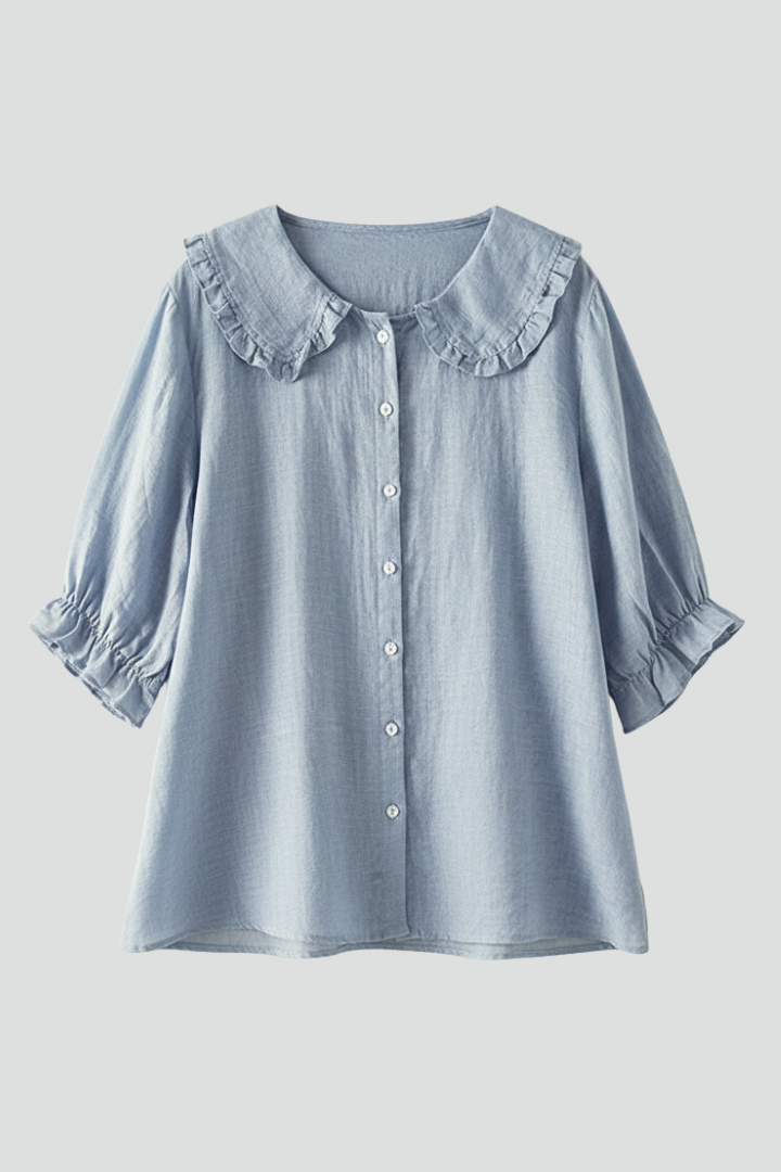 Maura | Relaxed Fit Ruffled Collar Button-Up Shirt
