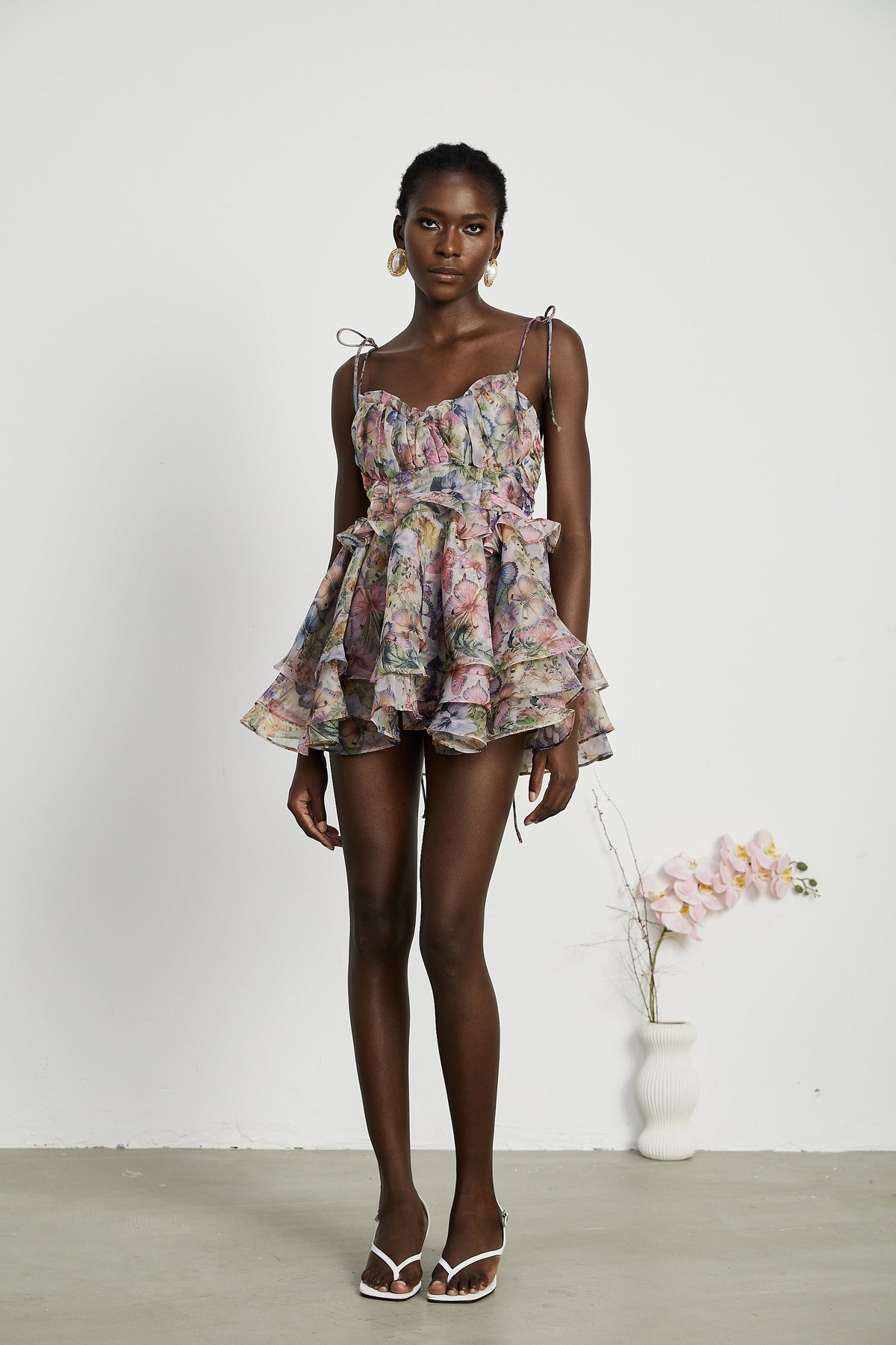 Meredith | Bustier Fit Floral Print Pleated Mini Summer Dress