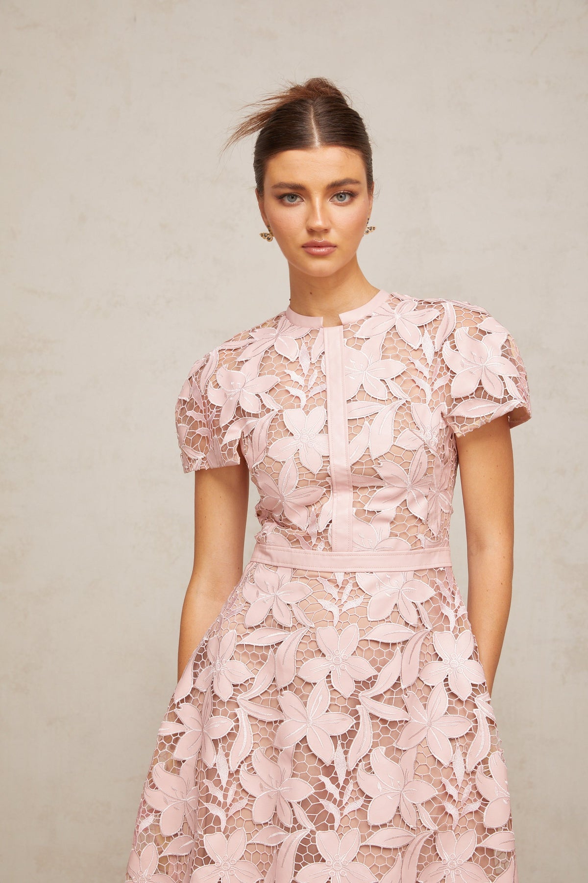 Milena | Flared Fit Guipure Lace Wedding Guest Dress
