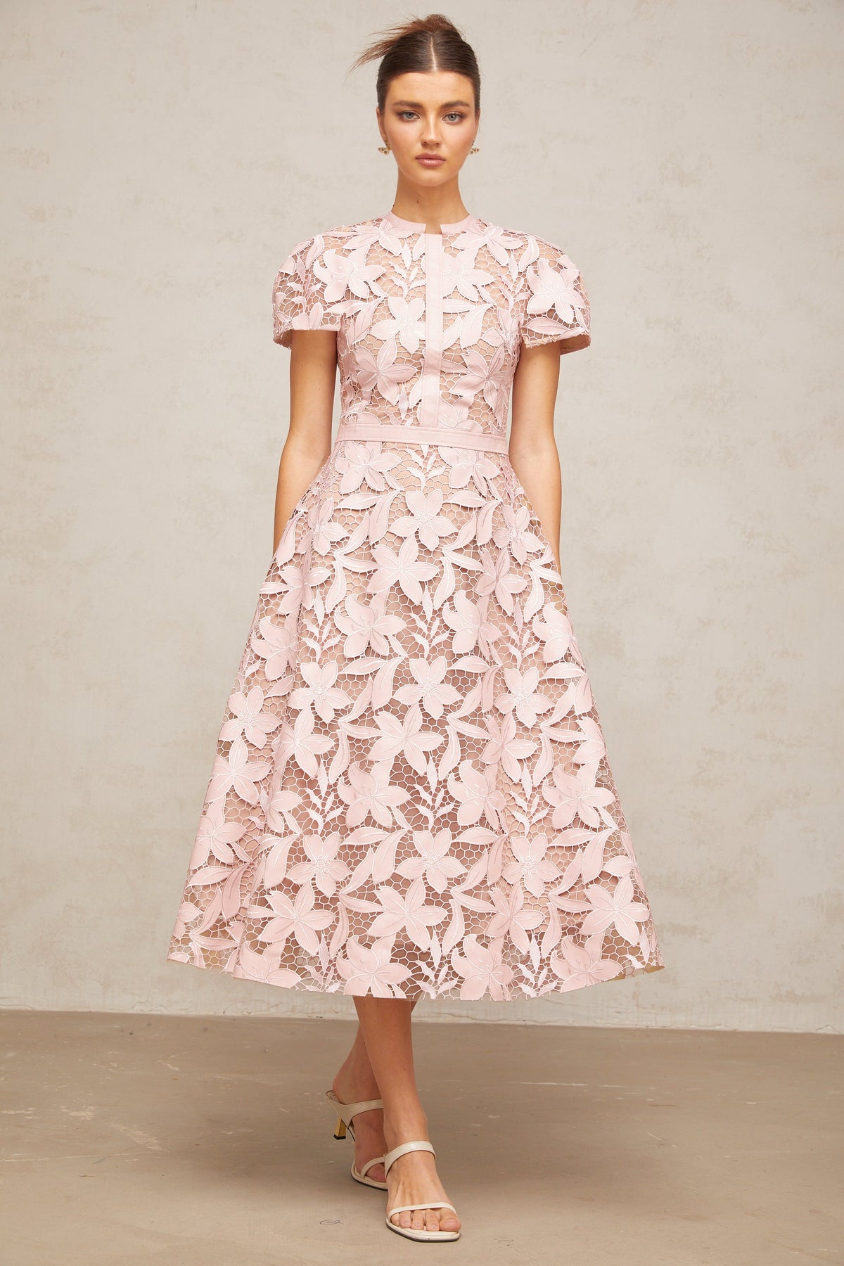 Milena | Flared Fit Guipure Lace Wedding Guest Dress