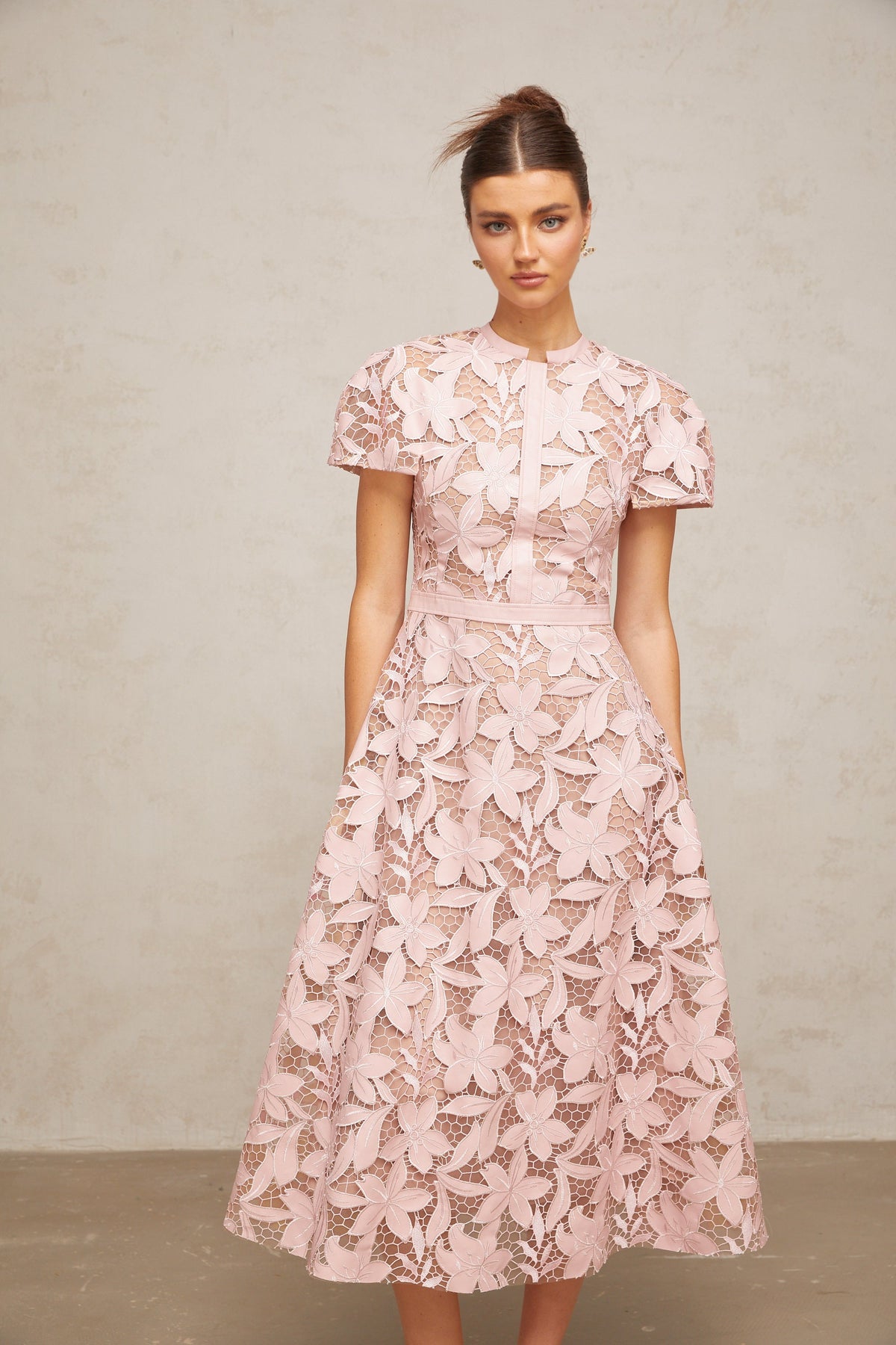 Milena | Flared Fit Guipure Lace Wedding Guest Dress