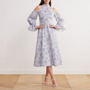 Moira | Cold Shoulder Poet Sleeve Midi Dress Mother of the Bride Outfits