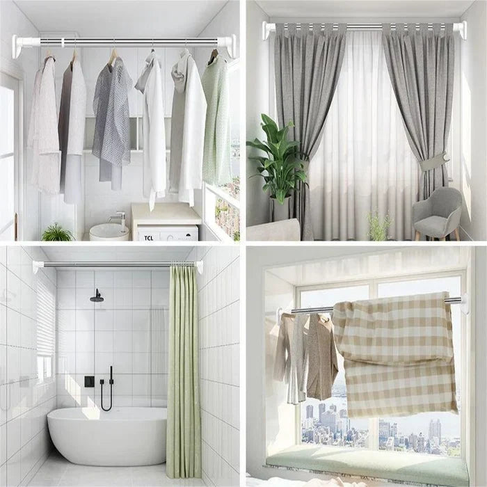 Morristown | Telescopic Shower Curtain Rod with Adjustable Length for Toolless Installation