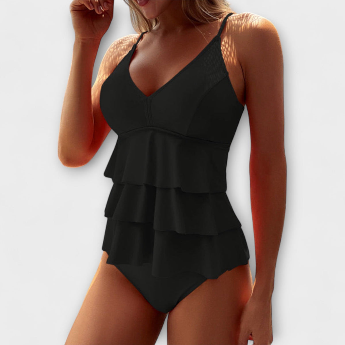 Nicole | Ruffle Tiered V-Neck Swimsuit