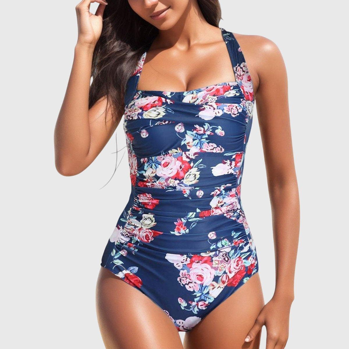 Noelle | Fitted Tropical Print One-Piece Swimsuit