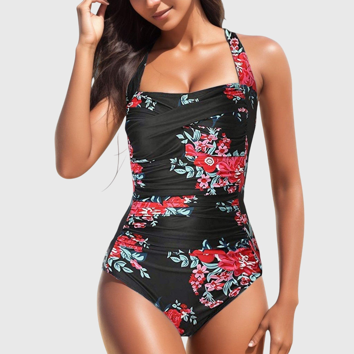 Noelle | Fitted Tropical Print One-Piece Swimsuit