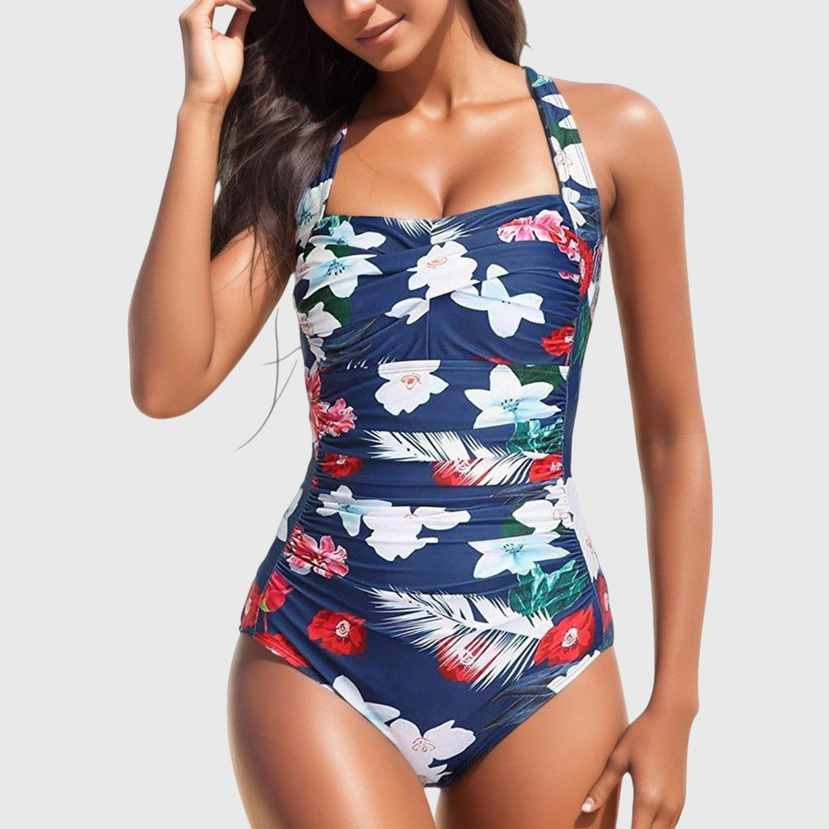 Noelle | Fitted Tropical Print One-Piece Swimsuit