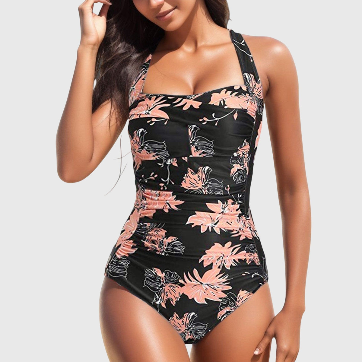 Noelle | Fitted Tropical Print One-Piece Swimsuit